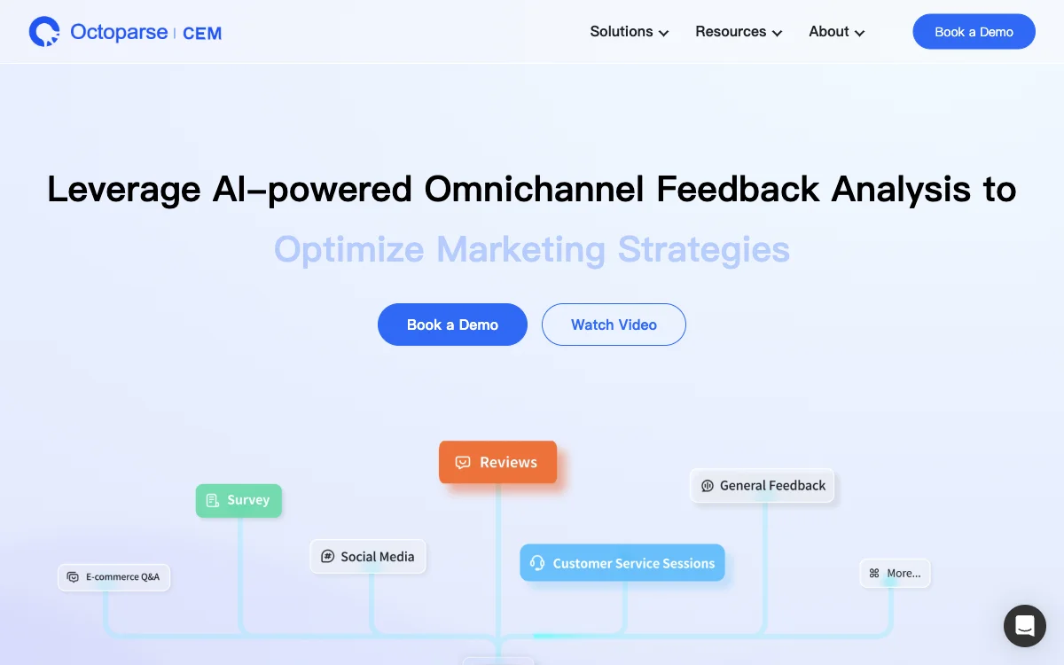 Gerenciamento de Experiência do Cliente com IA - Octoparse CEM