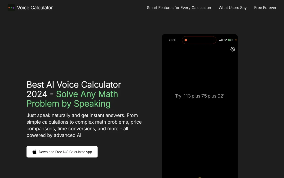 Voice Calculator - La mejor app de solución matemática con voz de IA 2024 | Calculadora gratuita