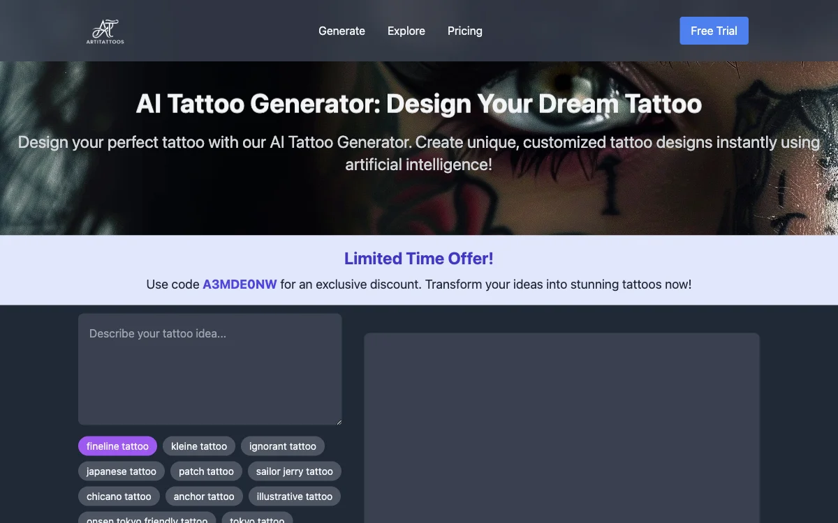 AI Tattoo Generator - ArtiTattoos: Custom Tattoo Designs