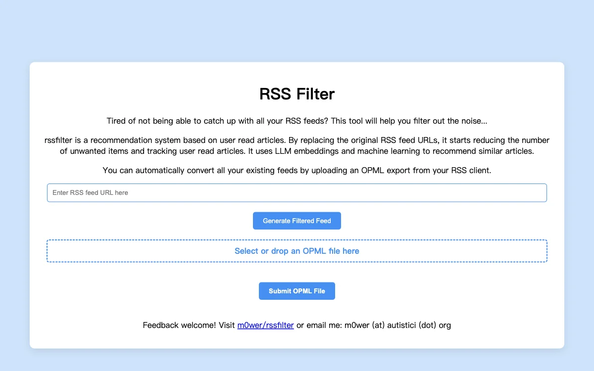 RSS Filter - 智能过滤RSS订阅，提升阅读效率