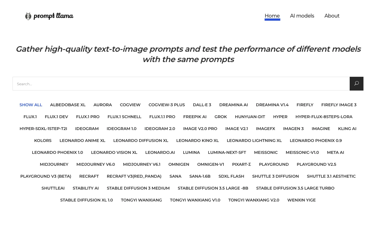 Prompt Llama - 测试和比较文本到图像生成模型的AI工具