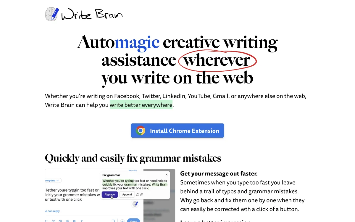 Enhance Your Writing Everywhere with Write Brain - AI Writing Assistant