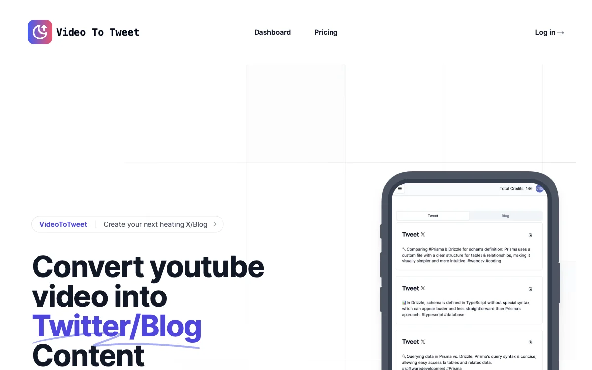 Video To Tweet | Transforme vídeos do YouTube em conteúdo para Twitter/Blog