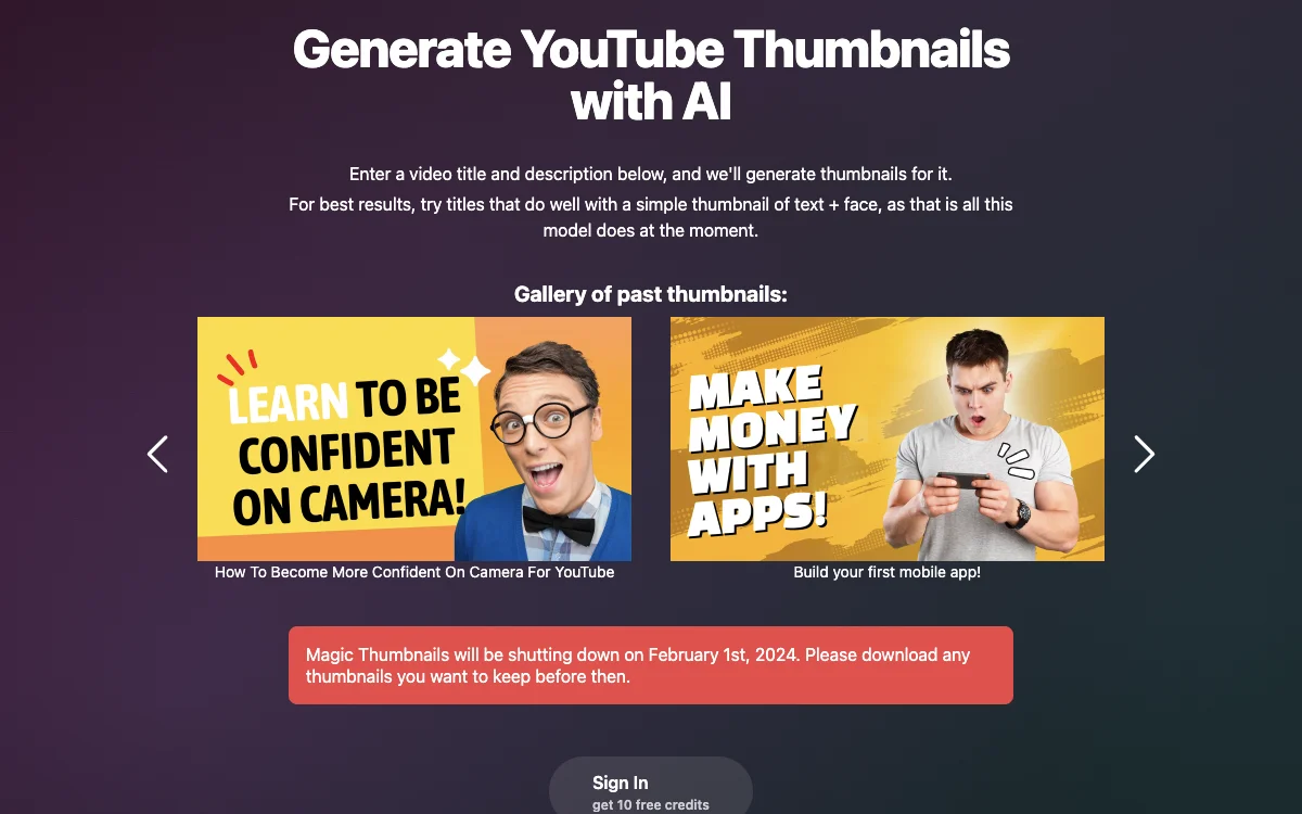 Magic Thumbnails - Tạo thumbnail YouTube với AI