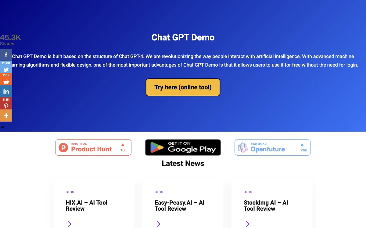 Chat GPT Online kostenlos - Ohne Anmeldung - ChatGptDemo