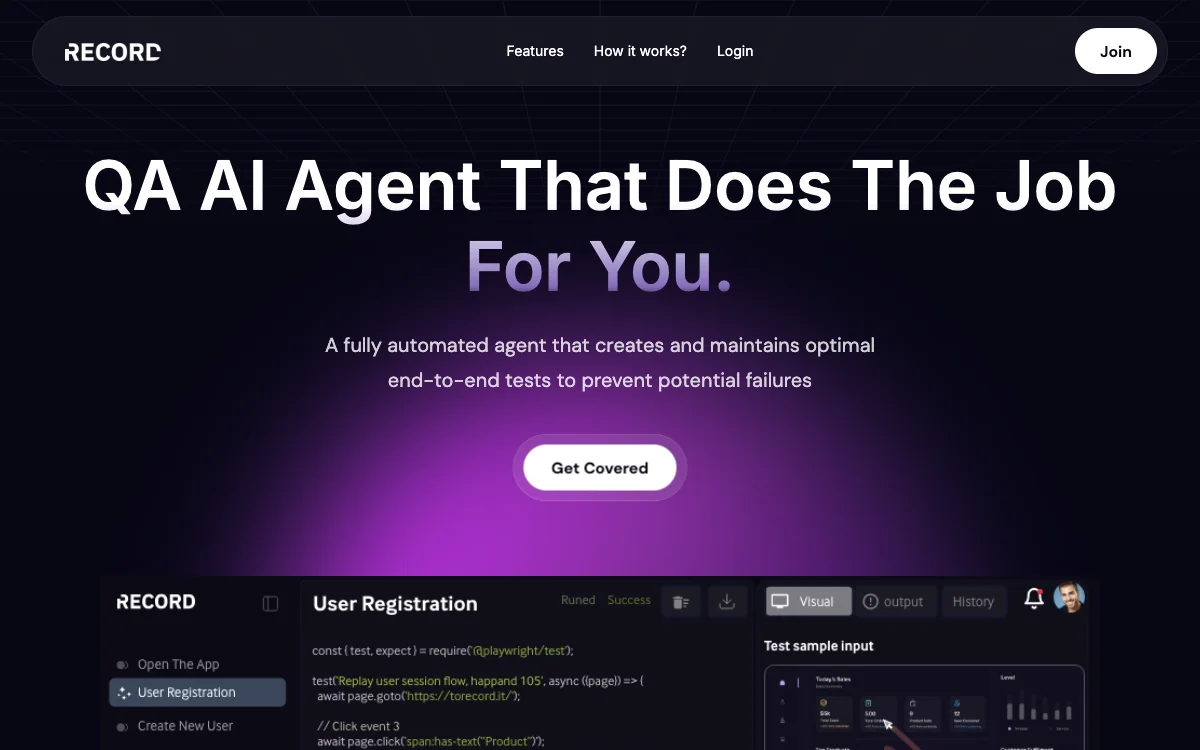 Record: The AI QA Agent for Effortless and Reliable Testing