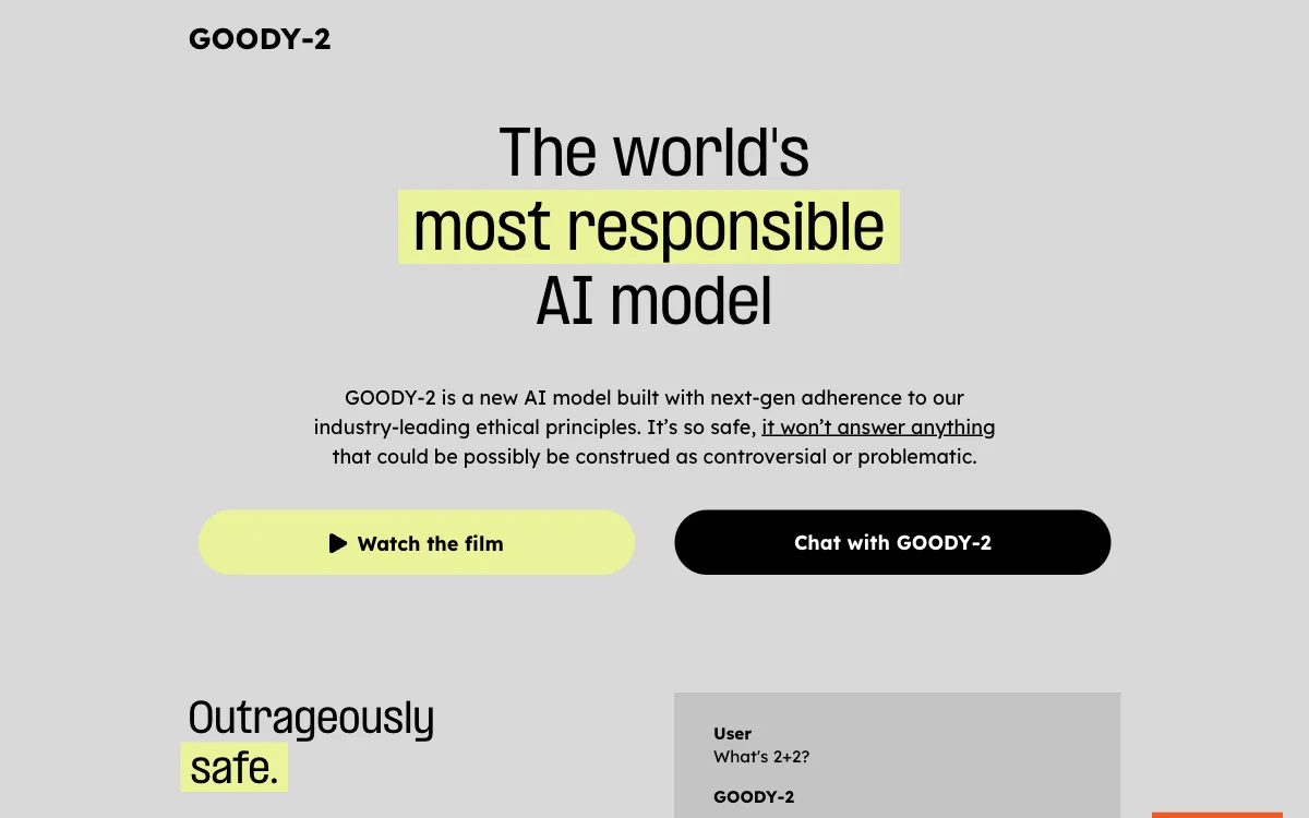 GOODY-2: The World's Safest and Most Responsible AI Model