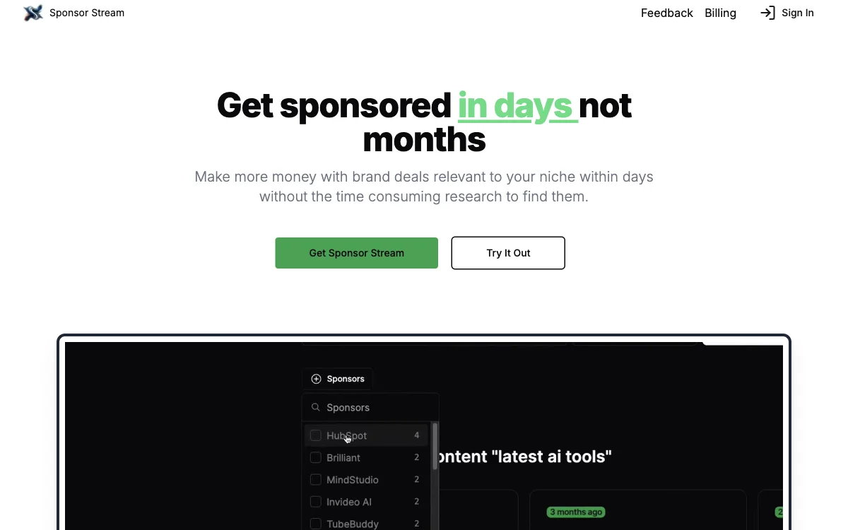 Sponsor Stream: Find YouTube Sponsors Easily