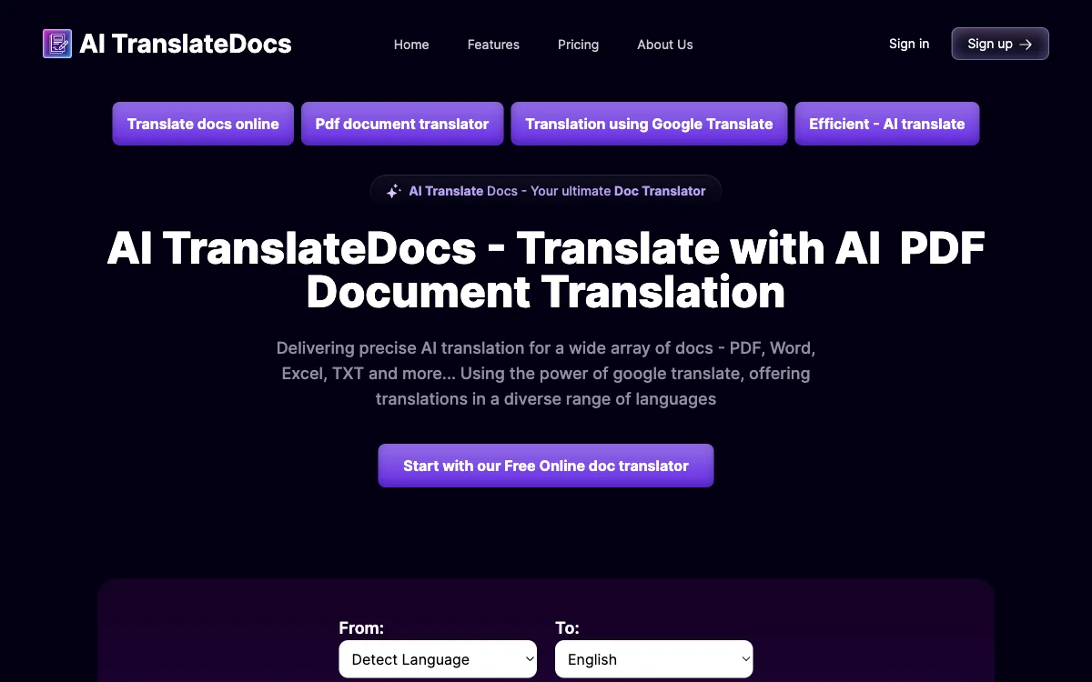 AI TranslateDocs: Accurate Document Translations Online