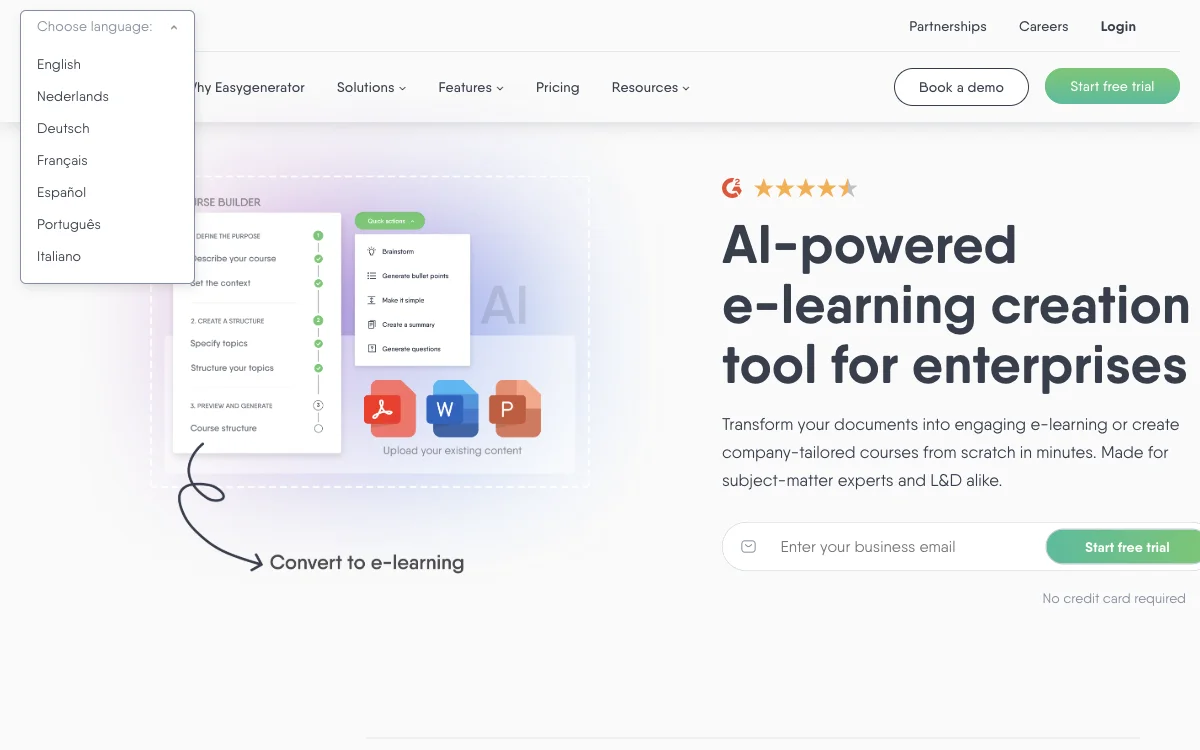 Easygenerator: AI-Powered E-Learning Creation Tool for Enterprises