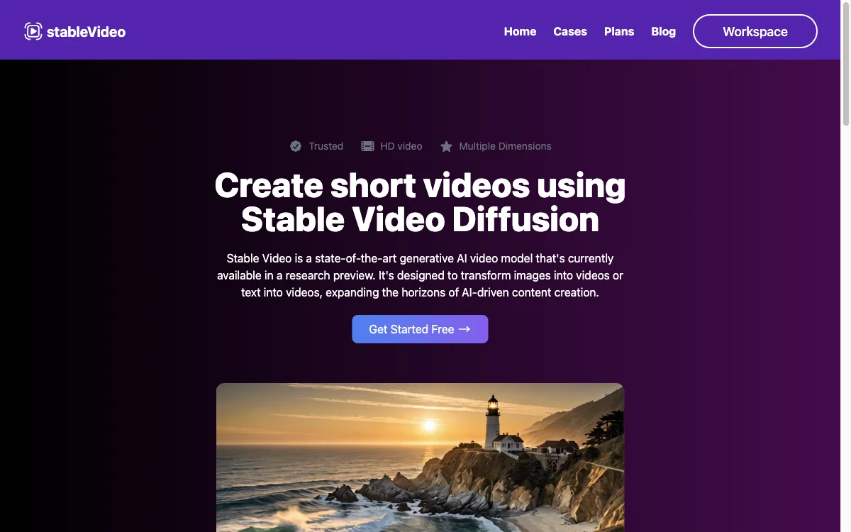 Stable Video Diffusion ออนไลน์ - เป็นวิดีโอจากรูปภาพและข้อความ - stableVideo