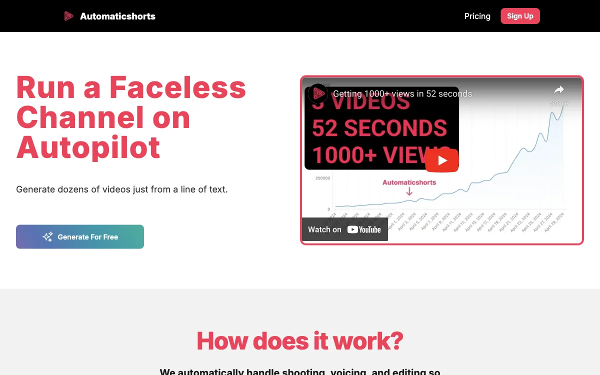 Automaticshorts: Automate Your Faceless Video Channel with AI