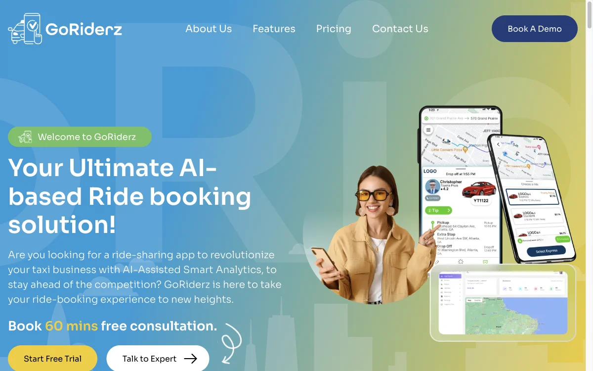 Revolutionize Taxi Business with GoRiderz - AI Ride Booking App