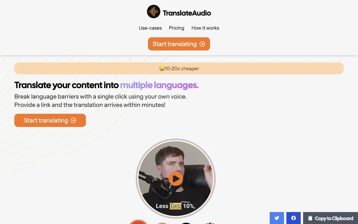 TranslateAudio: Effortlessly Translate Your Voice into Multiple Languages