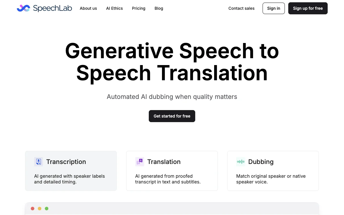 Speechlab: Automate and Enhance Your Dubbing and Translation with AI