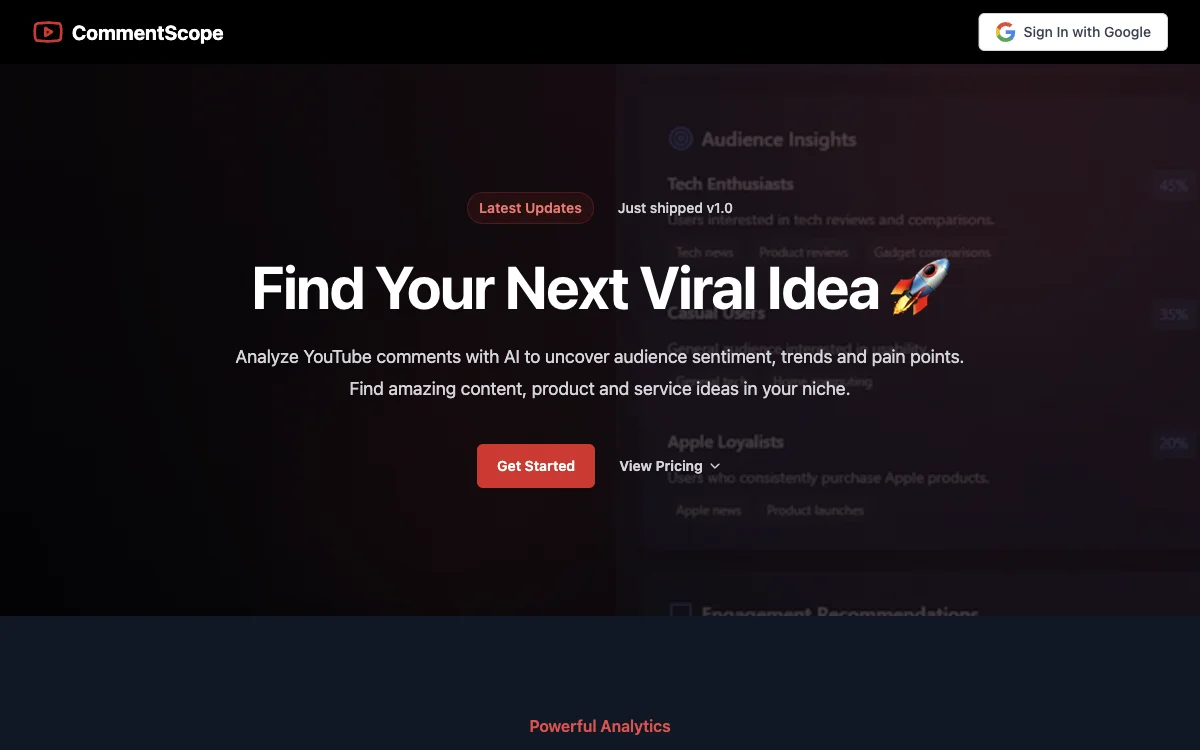 CommentScope - AI Powered YouTube Comment Analyzer for Content Creators