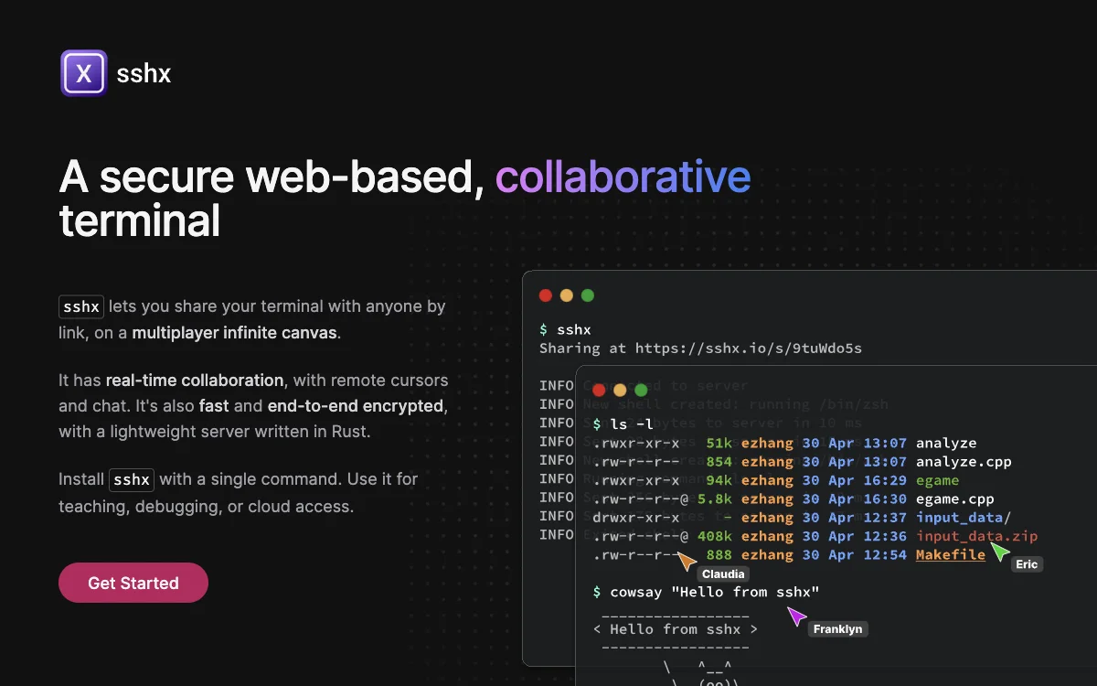 sshx: Secure Web-based Collaborative Terminal for Sharing and Collaboration