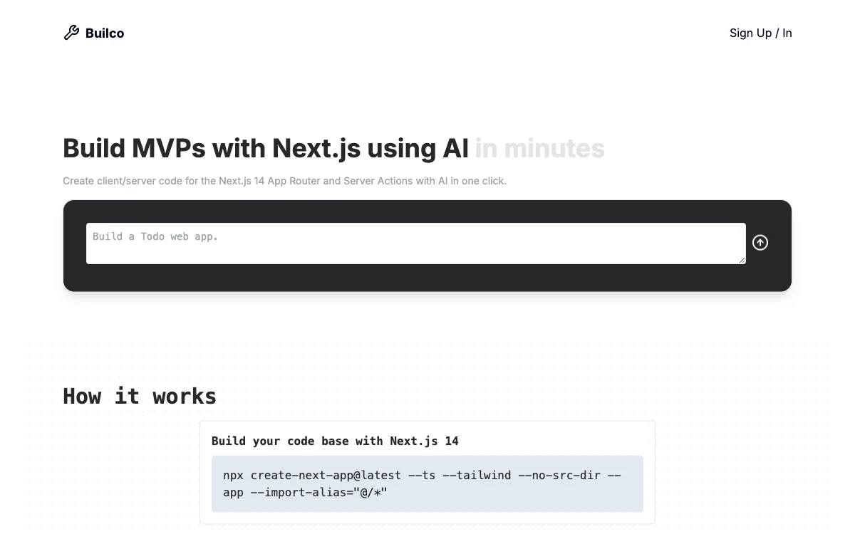 Builco: Build MVPs with Next.js Using AI in Minutes