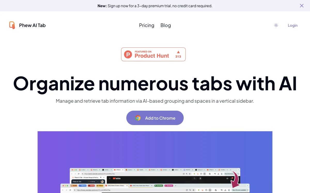 Phew AI Tab: Organize Tabs with AI for Easy Resource Access