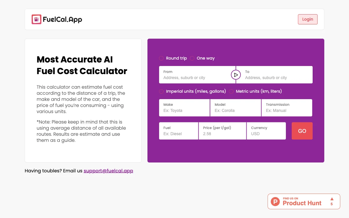 FuelCal.App: أفضل حسابك للاستهلاك الوقودي بالذكاء الاصطناعي