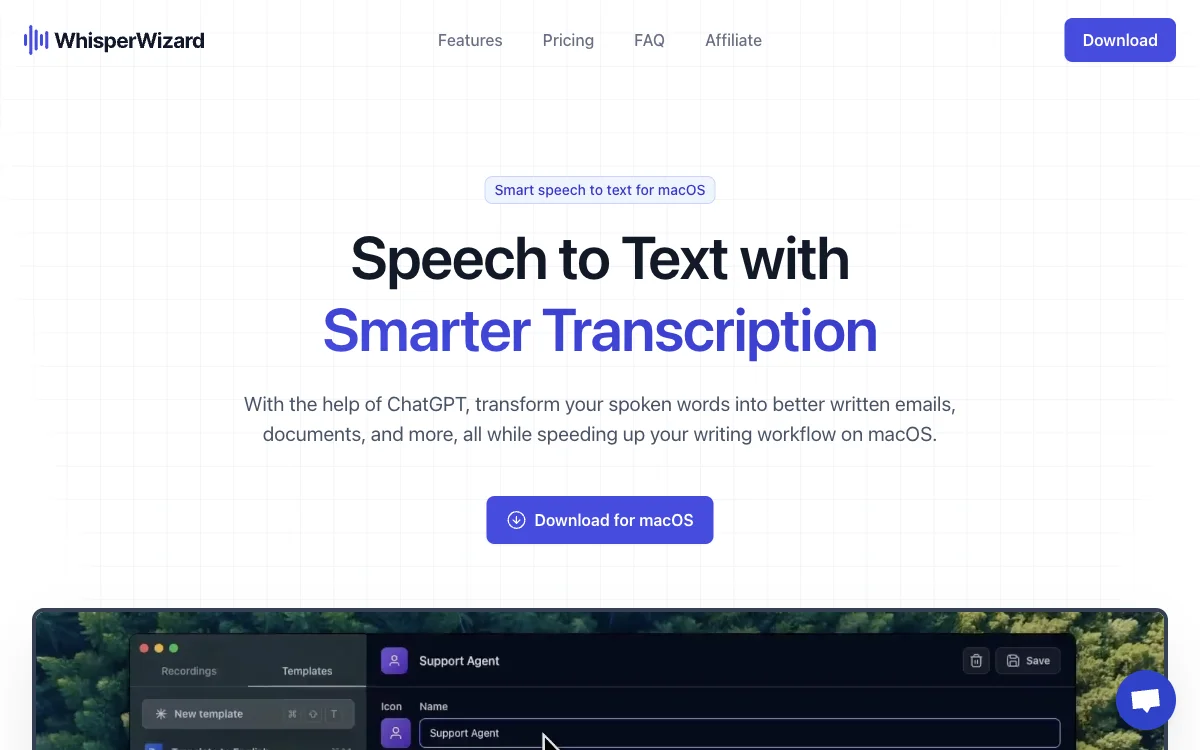 WhisperWizard - แปลงเสียงเป็นข้อความสำหรับ macOS