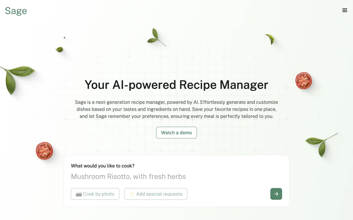 Sage: قاعدة بيانات الوصفات المدعومة بالذكاء الاصطناعي التي تساعد في الطهي