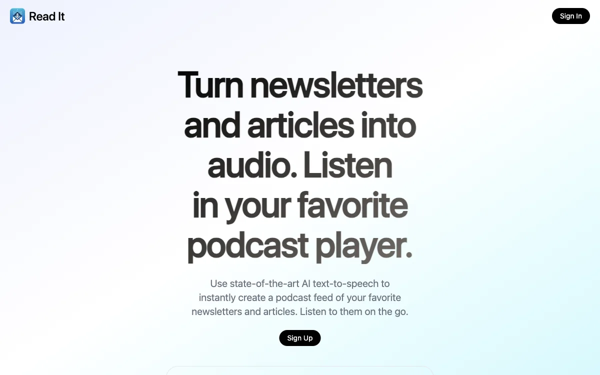 Read It: Turn Your Newsletters and Articles into Audio with AI