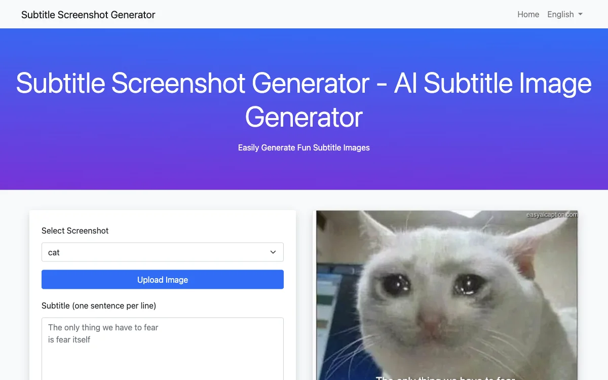 Subtitle Screenshot Generator - AI Subtitle Image Generator: Tạo Ảnh Subtitle Độc Đáo