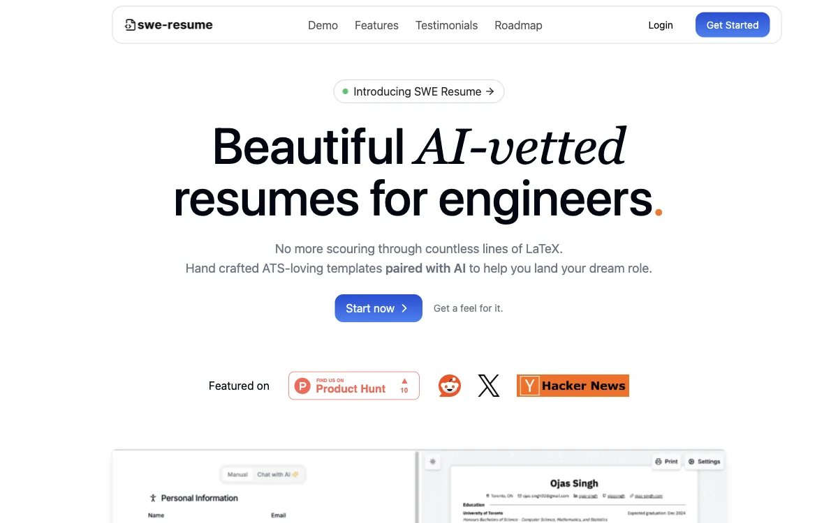 SWE-Resume: AI-Powered Resume Builder for Software Engineers to Land Top Jobs