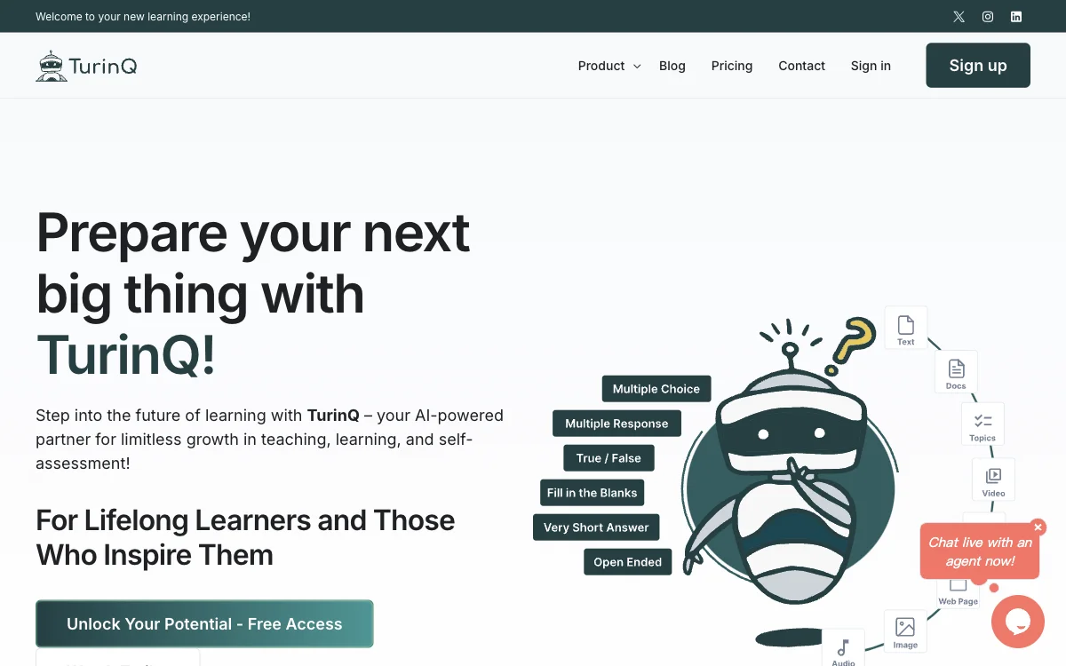 TurinQ.com: Unlock Learning Potential with AI Quizzes