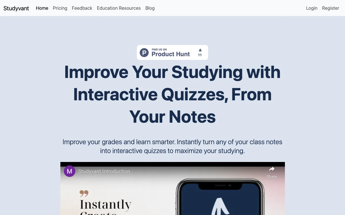 Studyvant: AI-Powered Quiz Generator for Enhanced Studying