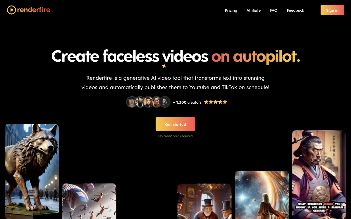 Renderfire: Create Faceless Videos on Autopilot with AI