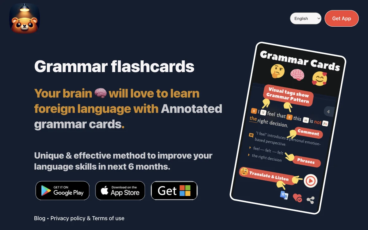 Enhance Language Skills with Grammar Flashcards App