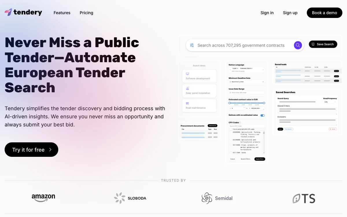 Automate Tender Discovery with AI - Tendery: Your Ultimate Tender Search Companion