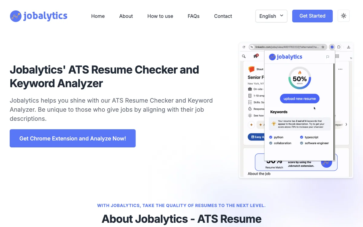 Jobalytics - ATS Resume Checker: Optimize Your Resume for Job Success