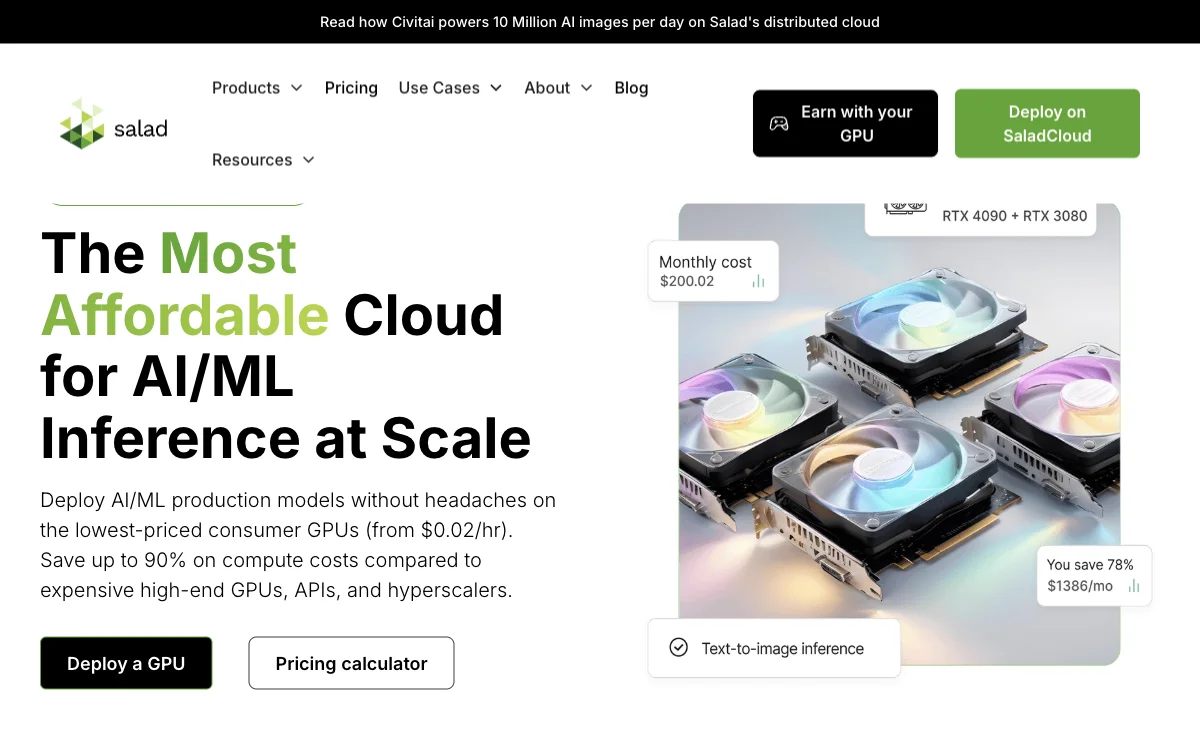 SaladCloud: Affordable and Scalable Distributed GPU Cloud for AI/ML Inference