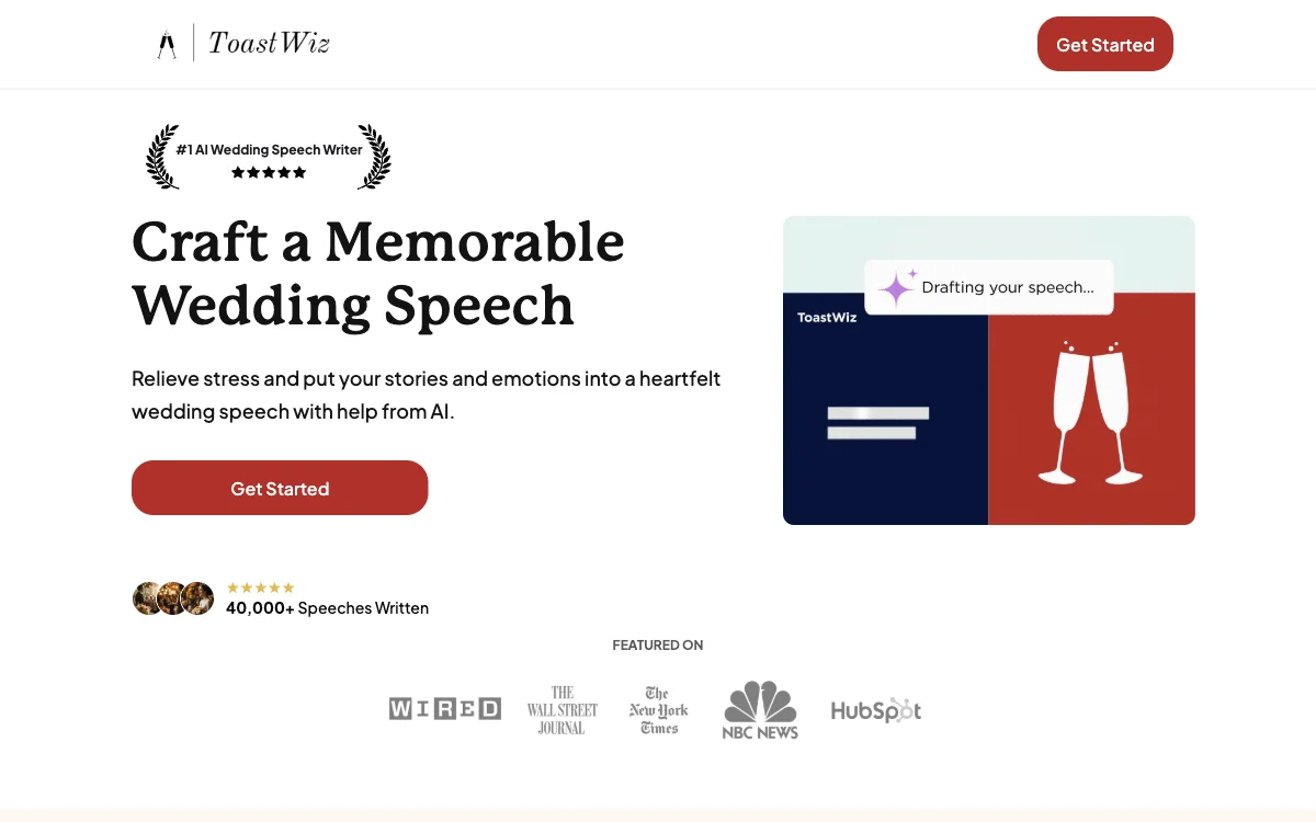 ToastWiz - Die AI-Hilfe zur Schreibung Ihrer Wedding-Speech