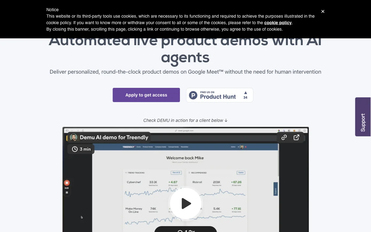 Demu: Automated Product Demos with AI Sales Agents for Enhanced Sales