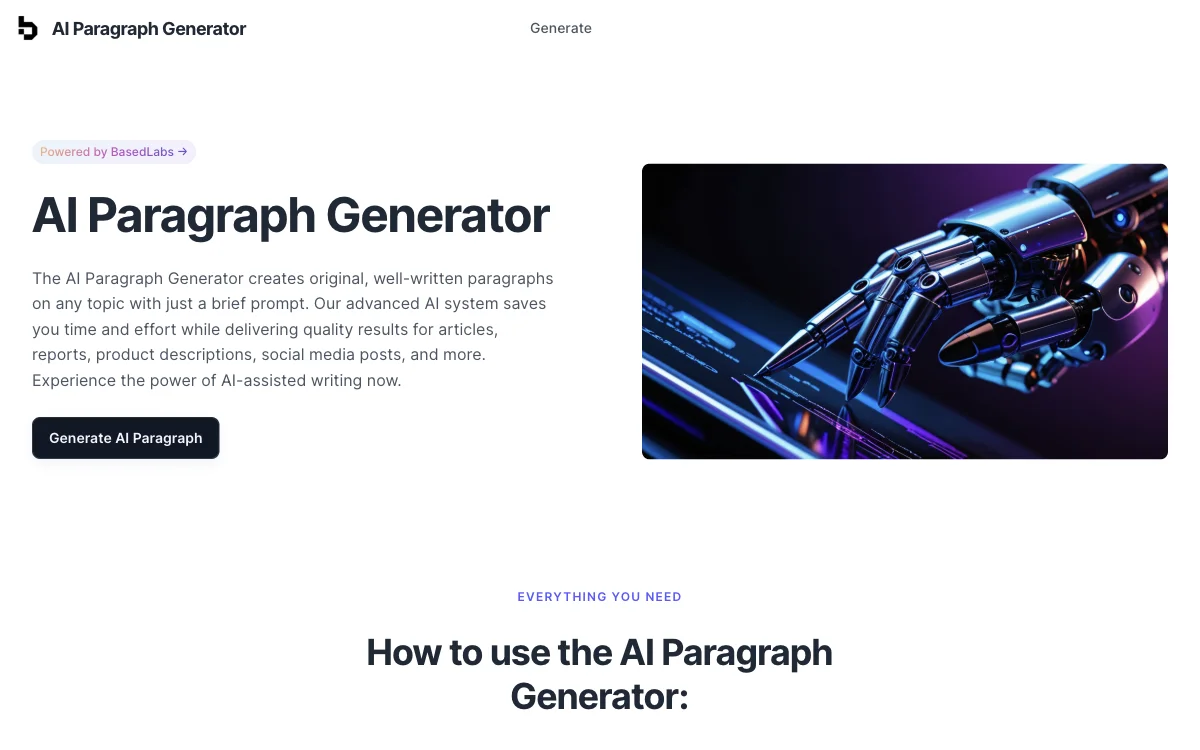 AI Paragraph Generator: Effortlessly Create Quality Paragraphs on Any Topic