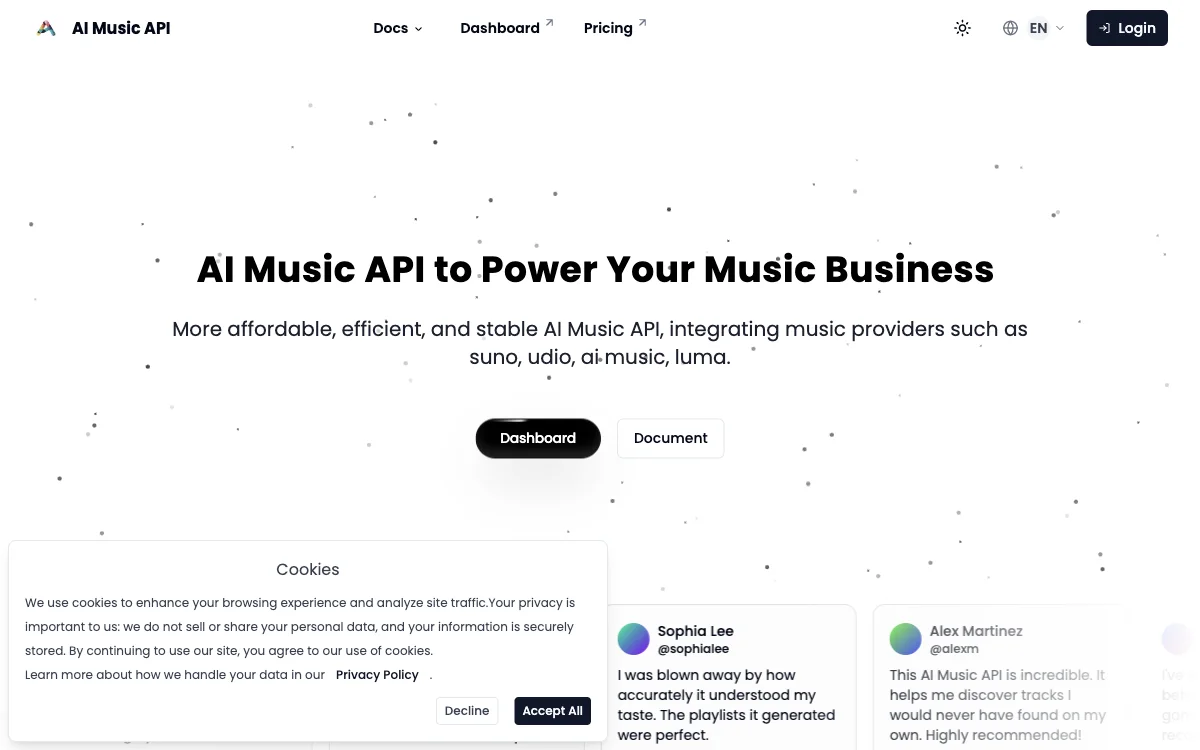 AI Music API：为开发者提供统一接入点 | 免费、经济的 AI 音乐服务