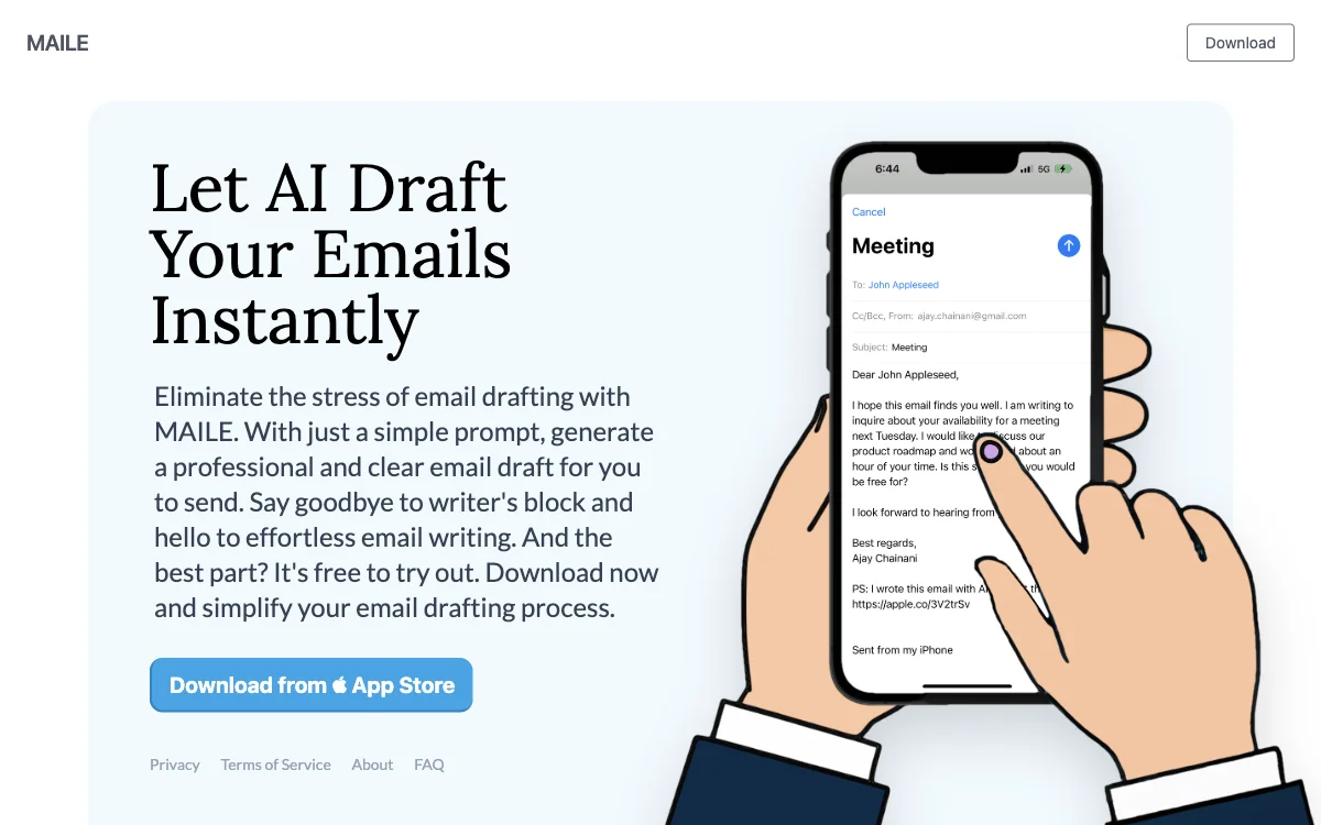 MAILE: The AI-Powered iPhone App for Effortless Email Drafting