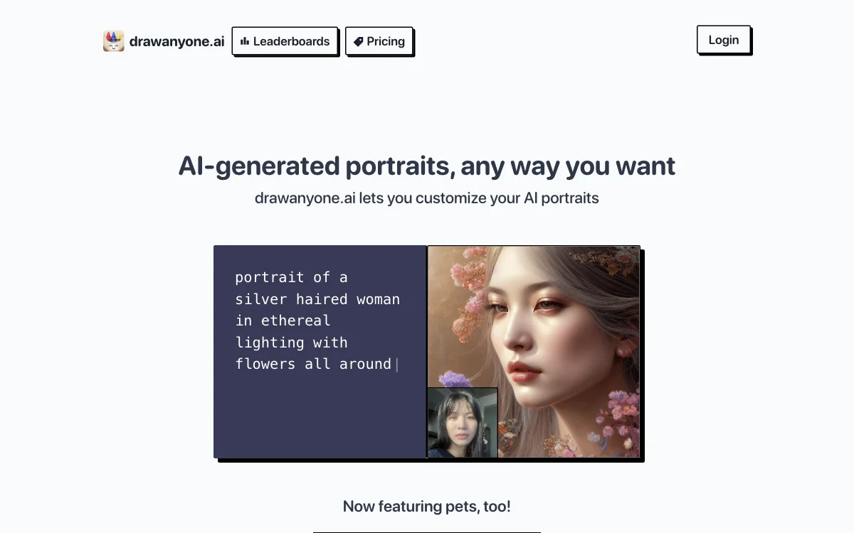 drawanyone.ai - Custom AI-Generated Portraits of Anyone, Including Pets