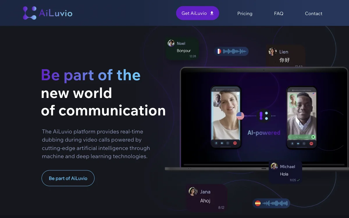 AiLuvio: دوبلاج فيديو في الوقت الفعلي خلال المكالمات