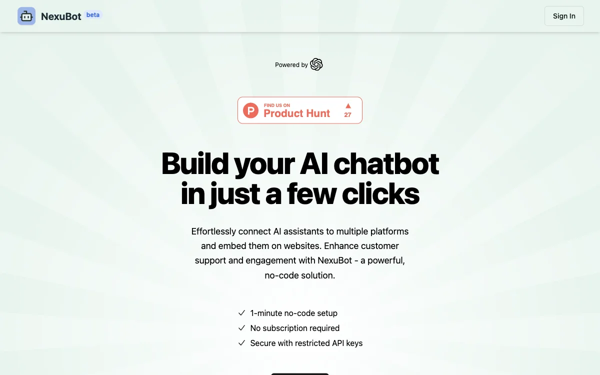 NexuBot: Build AI Chatbots Easily and Cost-Effectively