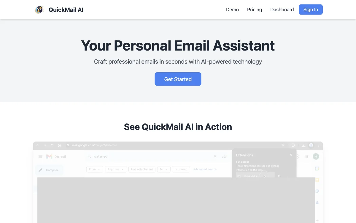 QuickMail AI: Your AI-Powered Email Writing Assistant for Swift and Professional Emails