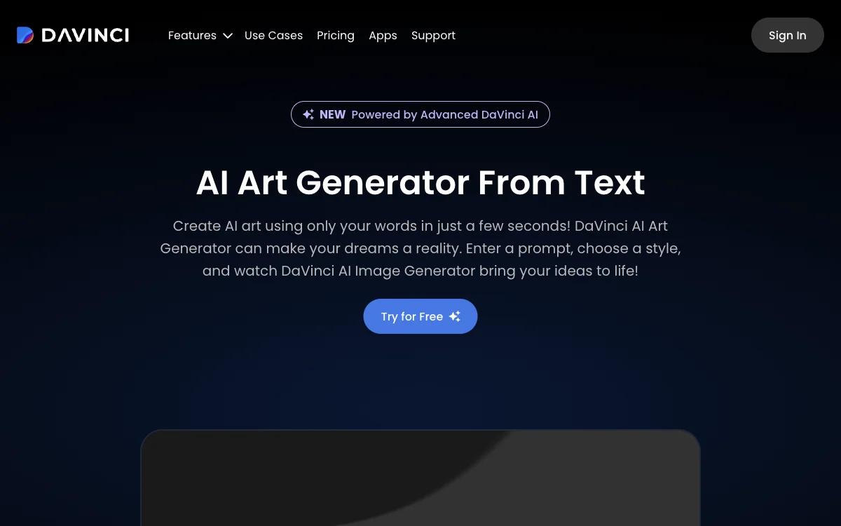 DaVinci AI Art Generator - Tạo Nghệ Thuật AI Dễ Dàng và Độc Đáo