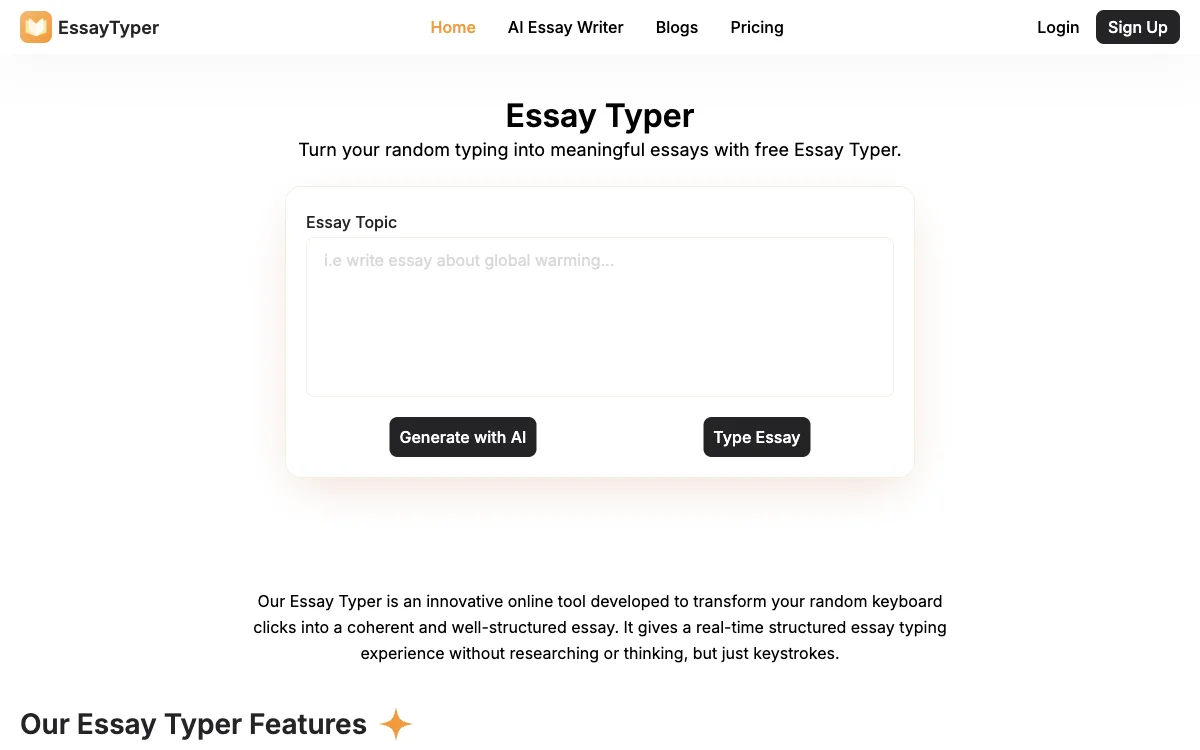 Essay Typer: Transform Random Typing into Quality Essays