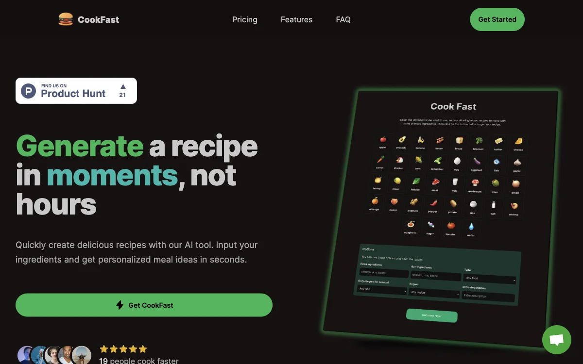 CookFast: إنشاء وصفات طيبة بسرعة باستخدام الذكاء الاصطناعي