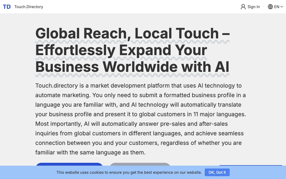 Touch.Directory: Expand Your Business Worldwide with AI - Seamless Global Reach & Local Touch