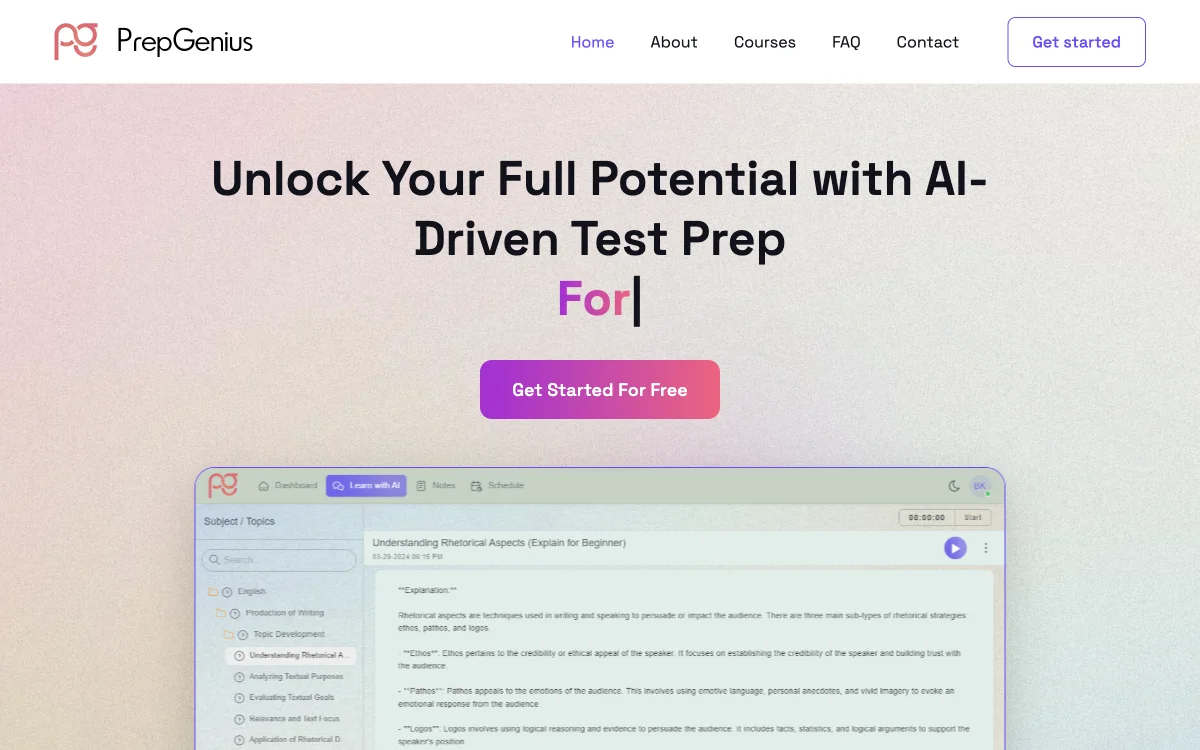 PrepGenius.ai - Khai phá tiềm năng đầy đủ với chuẩn bị thi được dẫn dắt bởi AI